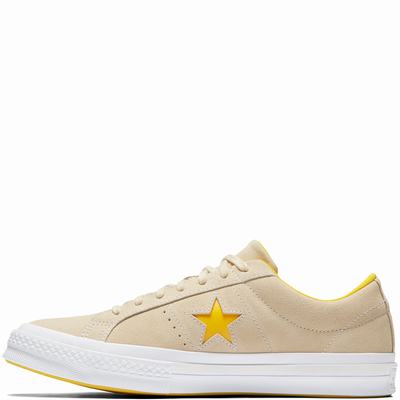 Converse One Star Pinstripe Low Tops Mens - Beige/Yellow/White Shoes (694JWZRG)